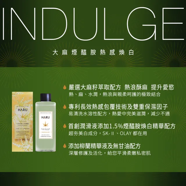 【HARU 含春】大麻煙醯安熱感煥白潤滑液1入(155ml 水溶性 改善私密暗沉)