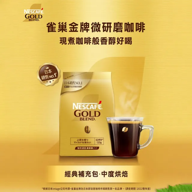 【NESCAFE 雀巢咖啡】金牌微研磨咖啡補充包 120gx6包組