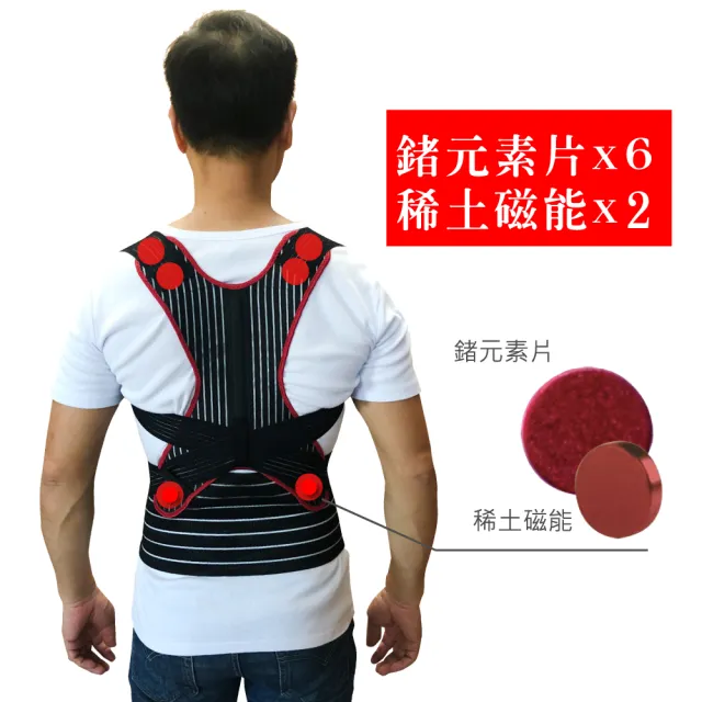 【菁炭元素】鍺+磁能開肩護腰帶(6鍺片+2磁石×開肩挺背)