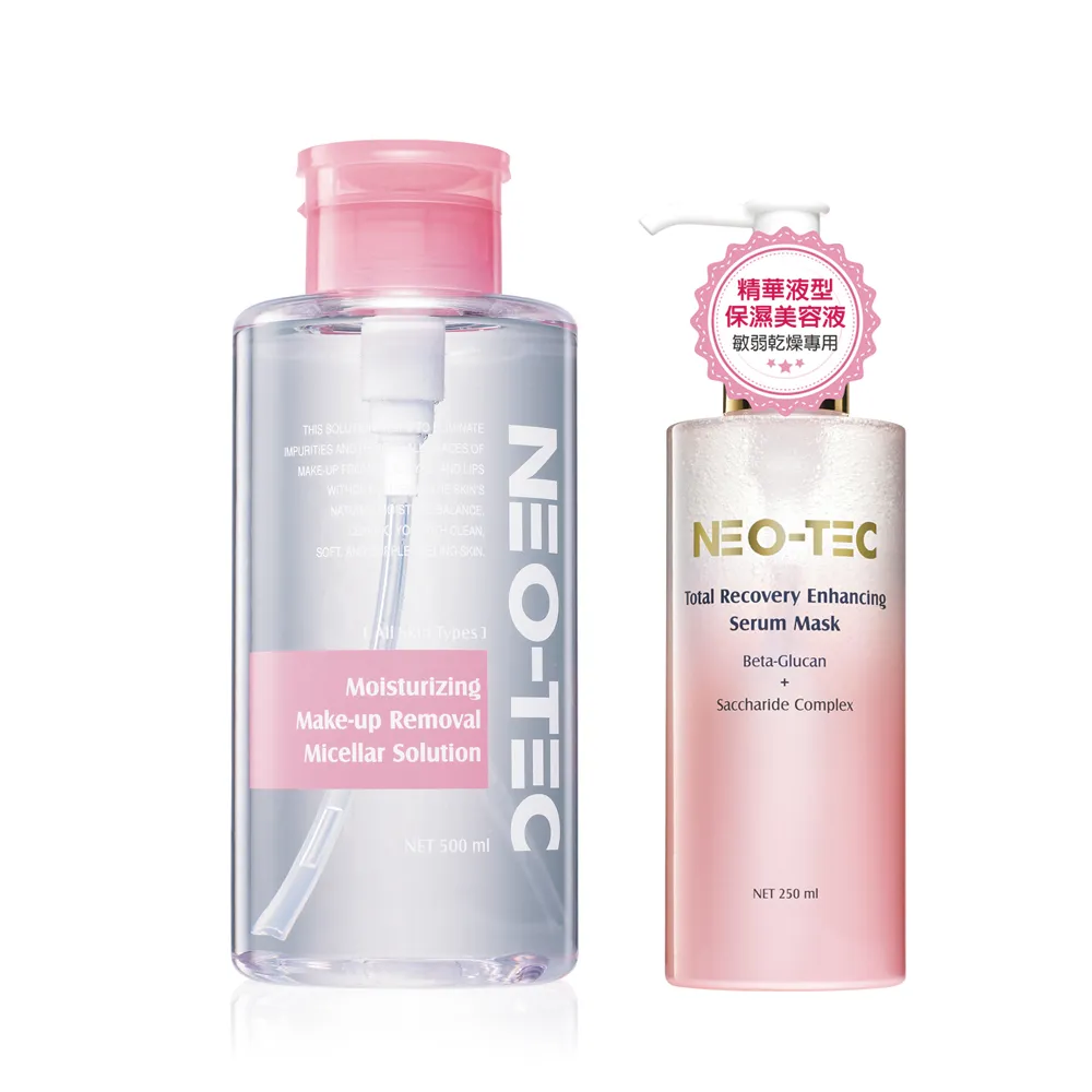 【NEO-TEC】淨顏水漾卸妝液500ml重裝加大版(加贈 葡聚醣前導精華美容液250ml)