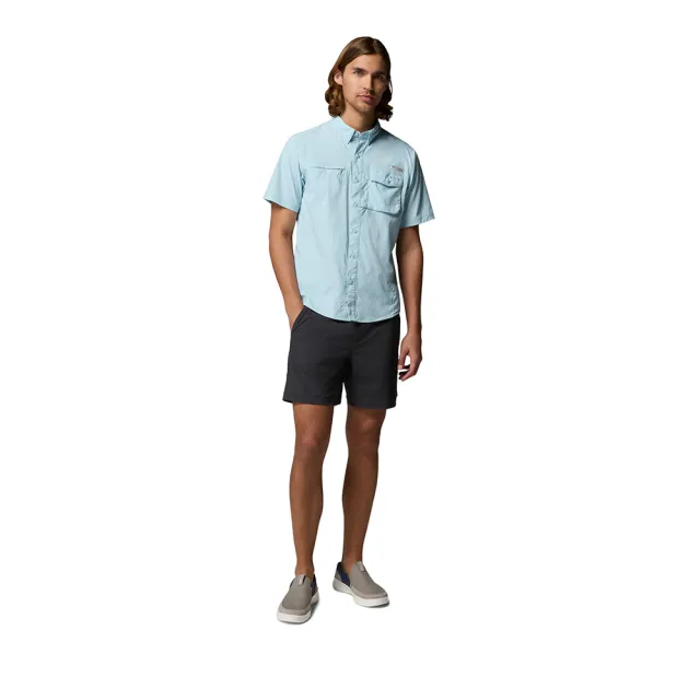【Columbia 哥倫比亞】男款-防曬UPF50快排短袖襯衫-Wild Cast™ Short Sleeve Shirt-晴空藍(UFO06210HO/KS)