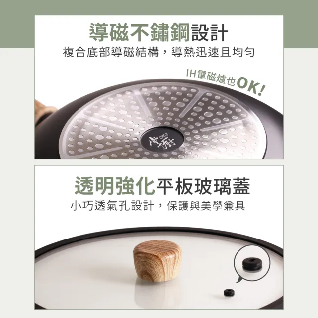 【CHEF 掌廚】森岩 鑄造不沾鍋煎炒鍋 33cm (IH爐/電磁爐可用)