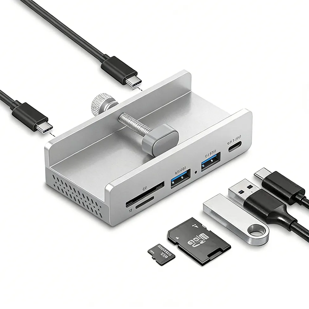 【OMG】4口USB集線器 USB2.0擴展塢 顯示器固定卡扣式USB HUB 即插即用高速傳輸 USB擴充器（電腦筆電適用）