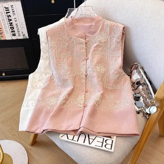 【巴黎精品】多款唐裝上衣中國風馬甲(復古棉麻刺繡背心女外套2色n1jf24)