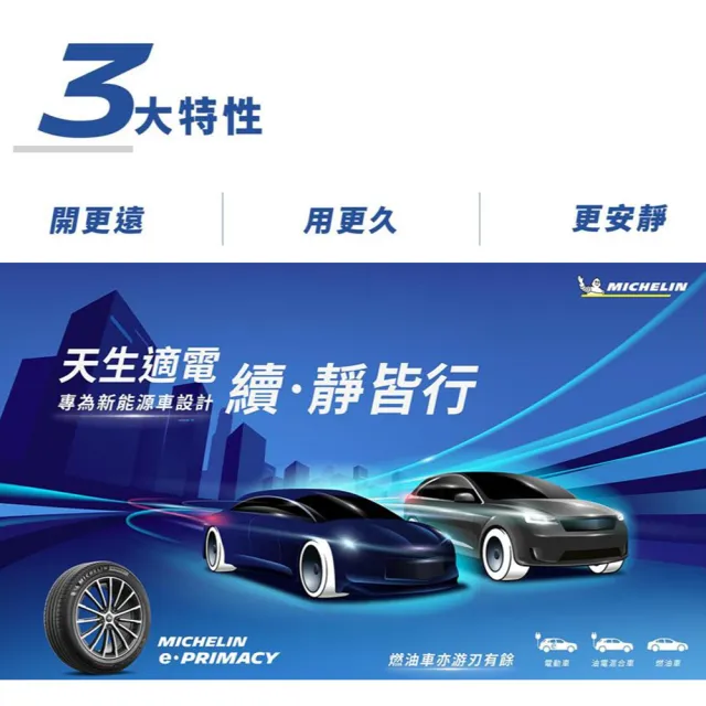 【Michelin 米其林】輪胎 e-PRIMACY 215/55/18吋 四入組 含裝+平衡 適用車款Cx30(安托華)