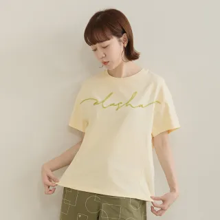 【a la sha】Logo繩繡連袖寬鬆T恤