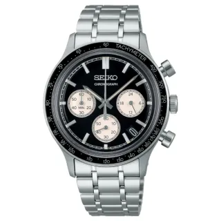 【SEIKO 精工】CS 極速閃電三眼計時男錶-黑x銀/38.7mm(SSB479P1/8T63-03P0D)母親節 禮物