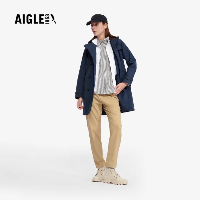 【AIGLE】女 快乾條紋長袖襯衫｜AG-5P216(女襯衫 長袖襯衫 休閒襯衫 coolmax 快乾 吸濕排汗)