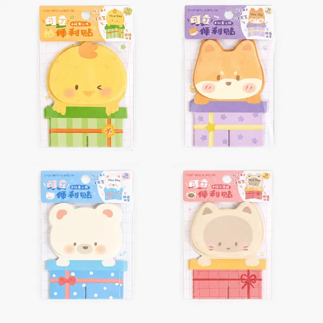 【德德小品集】韓系可立式便利貼 可愛萌寵桌面便條紙 書桌療 文具小物 熊熊 小雞 柴犬 貓貓