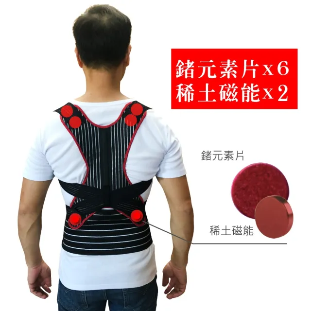【菁炭元素】鍺+磁能挺立開肩護腰帶(6顆鍺片 2顆磁石 電視節目推薦 開肩拉背)
