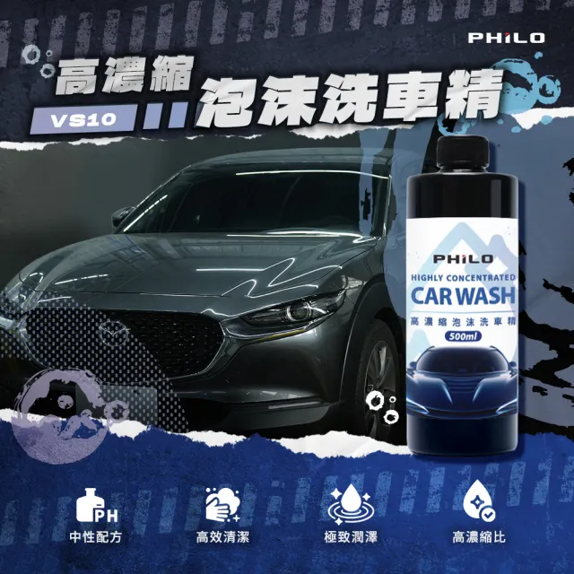 【Philo 飛樂】玻璃視野專護組--油膜去除擦/玻璃鍍膜/水噴蠟/洗車組合