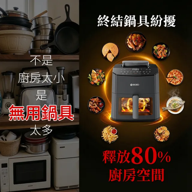 【BOSO】舒肥透視蒸氣氣炸鍋 7L 舒肥料理/蒸氣鍋/蒸烤鍋/氣炸烤箱/蒸氣烤箱/氣炸鍋