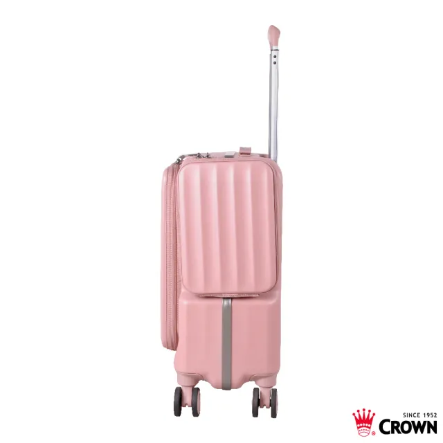 【CROWN 皇冠】WAVE 19.5吋 側袋磁吸登機箱 (前開式/行李箱/旅行箱/密碼鎖)