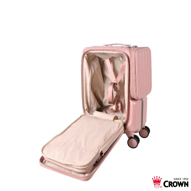 【CROWN 皇冠】WAVE 19.5吋 側袋磁吸登機箱 (前開式/行李箱/旅行箱/密碼鎖)
