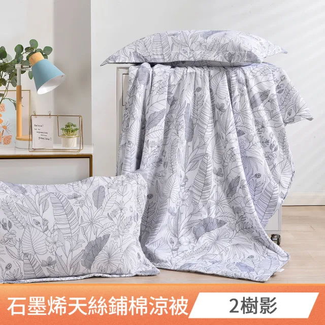 【FOCA】買一送一 石墨烯x天絲涼被150X180cm(加贈同款枕套2入/吸濕排汗/鋪棉涼被)
