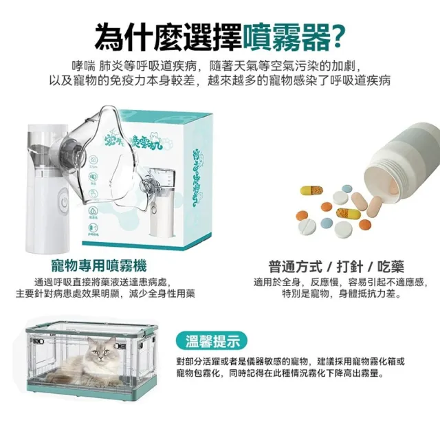 寵物霧化機 寵物加濕器 寵物噴霧器 貓咪霧化器（充電款）(多擋可調/靜音霧化/貓狗通用)