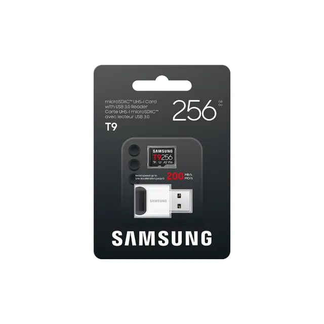 【Samsung 三星】T9 microSDXC UHS-I U3 A2 V30 256GB 記憶卡 含讀卡機(MB-MH256TB/WW)