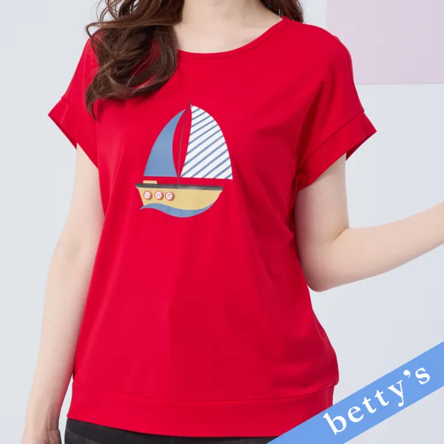 【betty’s 貝蒂思】帆船圖示圓領上衣(紅色)