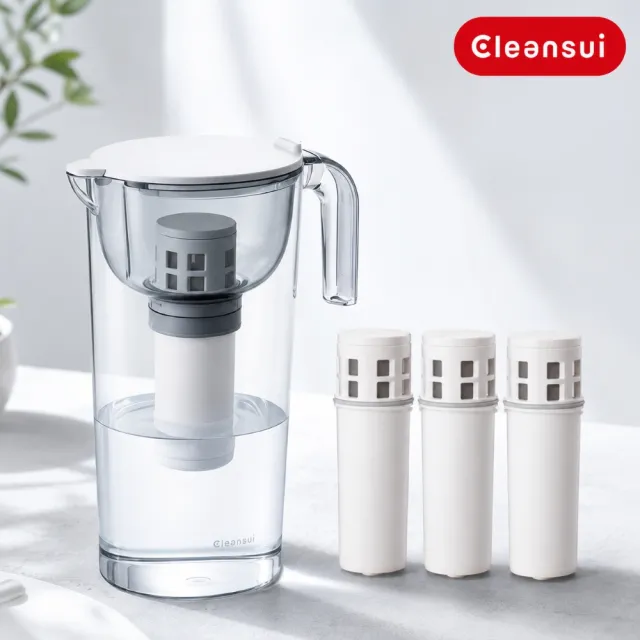 【Cleansui 可菱水】日本製-官方直營1.7L濾水壺CP503(含濾芯1)+中空絲膜濾芯2顆(共1壺3芯)