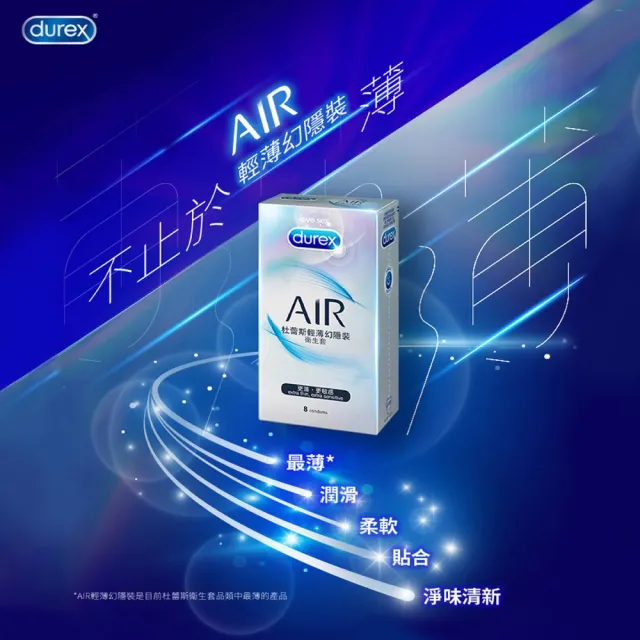 【Durex 杜蕾斯】AIR輕薄幻隱裝衛生套12盒(共96入 保險套/衛生套/避孕套/安全套/避孕/保險套推薦)