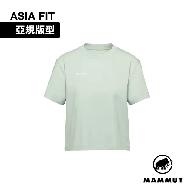 【Mammut 長毛象】Mammut Base Cropped Mini Logo AF 有機棉短版短袖T恤 鼠尾草銀綠 女款 #1017-07480