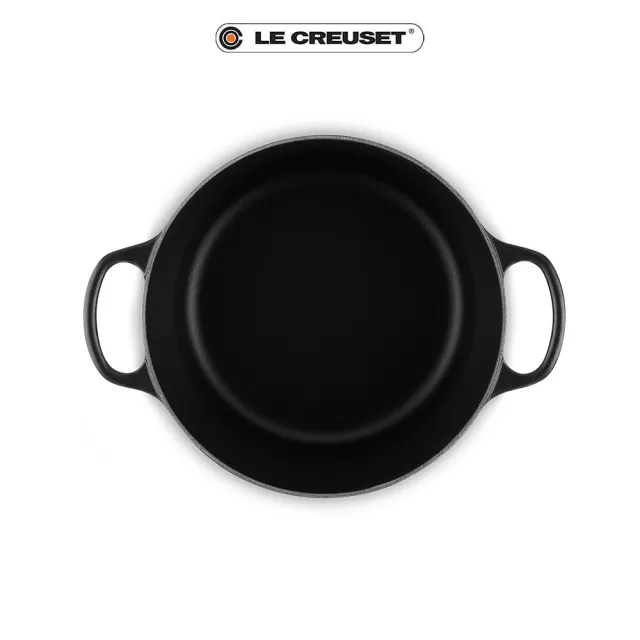 Le Creuset】盒損福利品_典藏琺瑯鑄鐵鍋深圓鍋24cm(沉靜黑-鋼頭-內鍋黑