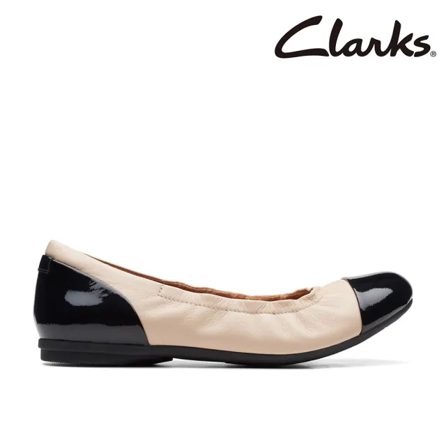 【Clarks】女鞋 Rena Jazz真皮鬆緊帶抓皺設計平底鞋 娃娃鞋 (淺沙色)(CLF70593C)