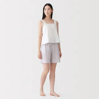 【MUJI 無印良品】女輕薄紗織五分褲(柔白直紋/粉紅直紋/黃直紋/薰衣草紫直紋)