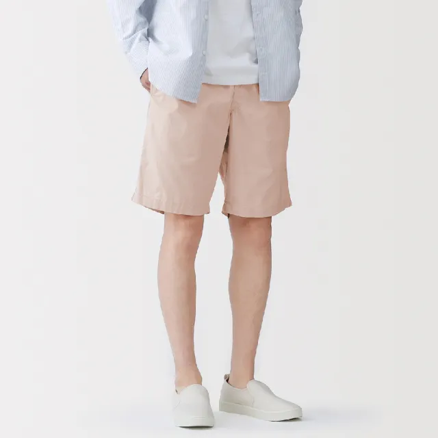 【MUJI 無印良品】男水洗平織布舒適短褲(墨灰/黑色/米色/煙燻粉/卡其綠/煙燻藍/深藍/灰棕)