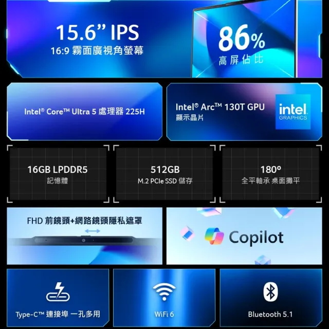【Acer 宏碁】15.6吋 Ultra 5輕薄AI筆電(Aspire Lite/AL15-75P-52LM/CU5-225H/16G/512G/W11)