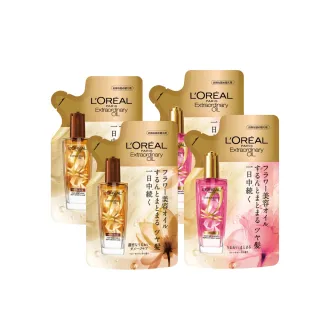 【L’OREAL Paris 巴黎萊雅】金緻護髮精油補充包90ml_4入組金色/玫瑰/棕色(護髮油/髮油)