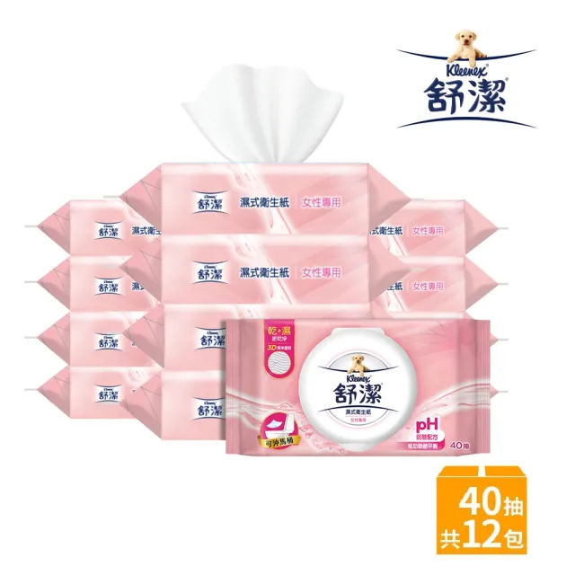 【Kleenex 舒潔】女性專用濕式衛生紙 40抽x12包*2箱