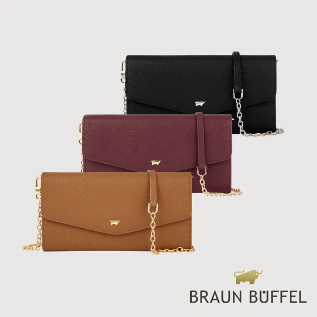 【BRAUN BUFFEL 德國小金牛】米蕾 信封包-多色任選(BF2008-720-BK/BRA/DC) 錢包送禮推薦