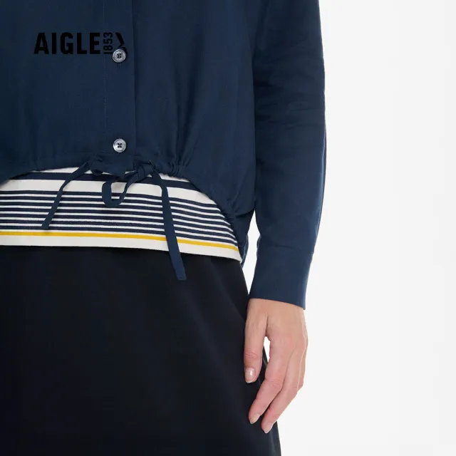 【AIGLE】女 快乾長袖襯衫｜AG-4A225A057 深藍(女長袖襯衫 快乾 吸濕排汗 長袖襯衫)