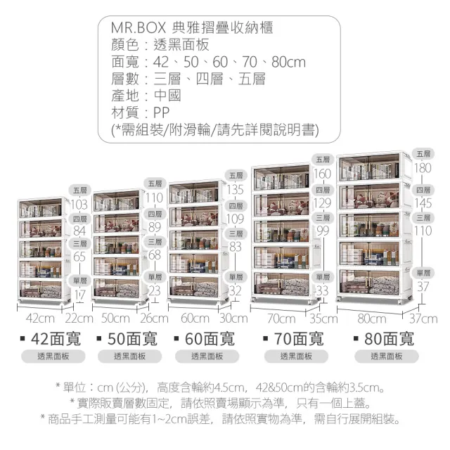 【Mr.Box】60面寬摺疊雙開門三層收納櫃(附滑輪)