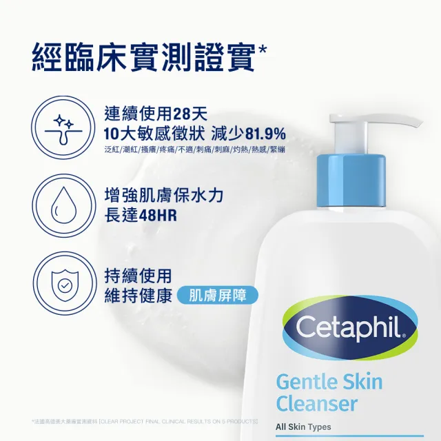 【Cetaphil 舒特膚】官方直營 溫和潔膚乳 473ml*3入(洗面乳/敏感肌/保濕/B3/B5/乾燥粗糙)