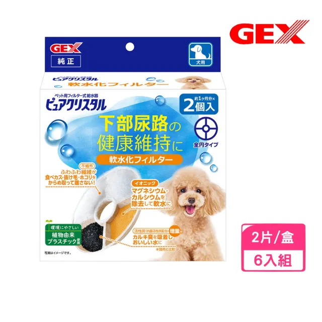 【GEX】犬用軟化水質濾棉-圓形 2片/盒*6入組(飲水機濾材)