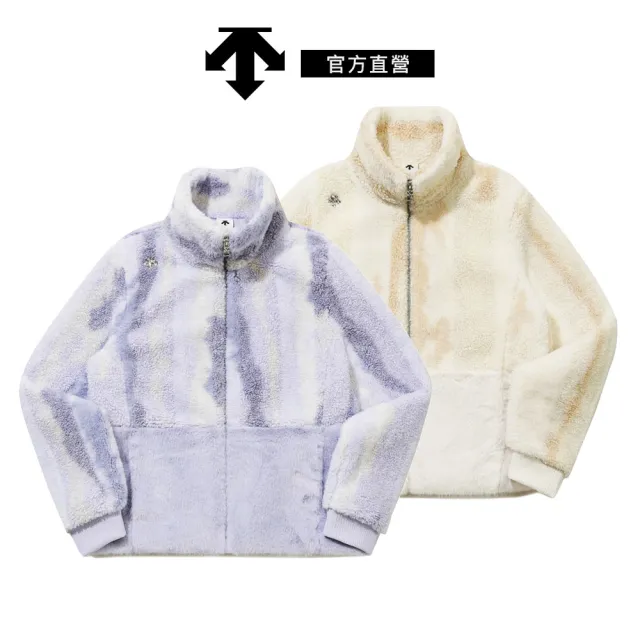 【DESCENTE】迪桑特 女士 羊羔絨保暖立領外套(米白色/淡紫色)
