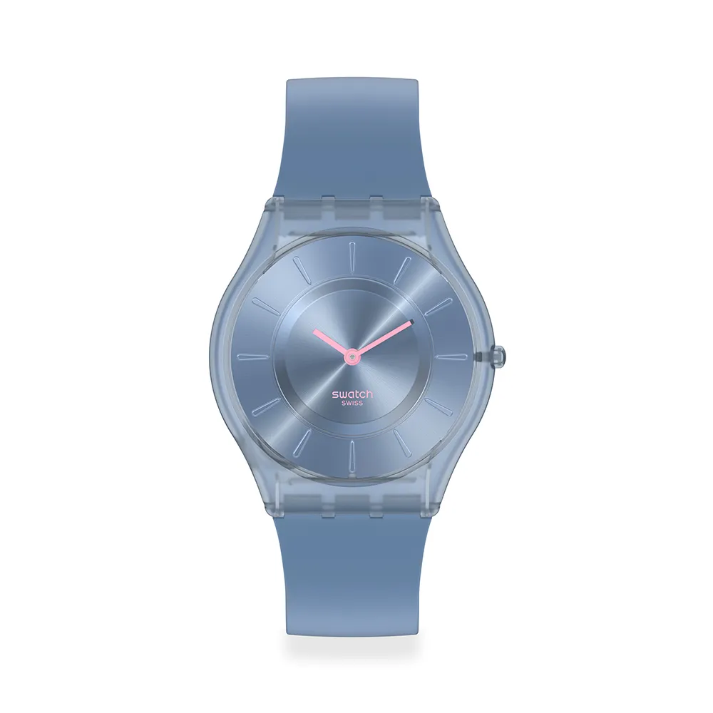 【SWATCH】DENIM BLUE 超薄手錶/男錶/女錶/瑞士製造 SS08N100-S14(34mm)