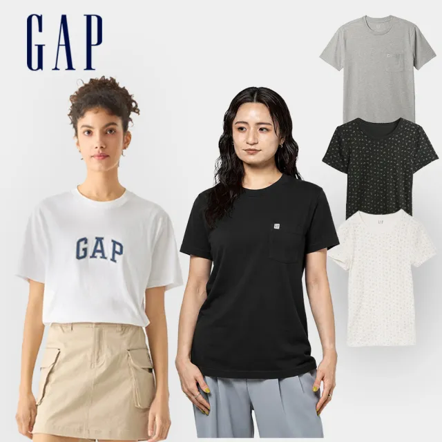 【GAP】女裝/男女款 夏季有機棉短袖T恤 多款任選(857901&570044&886619)