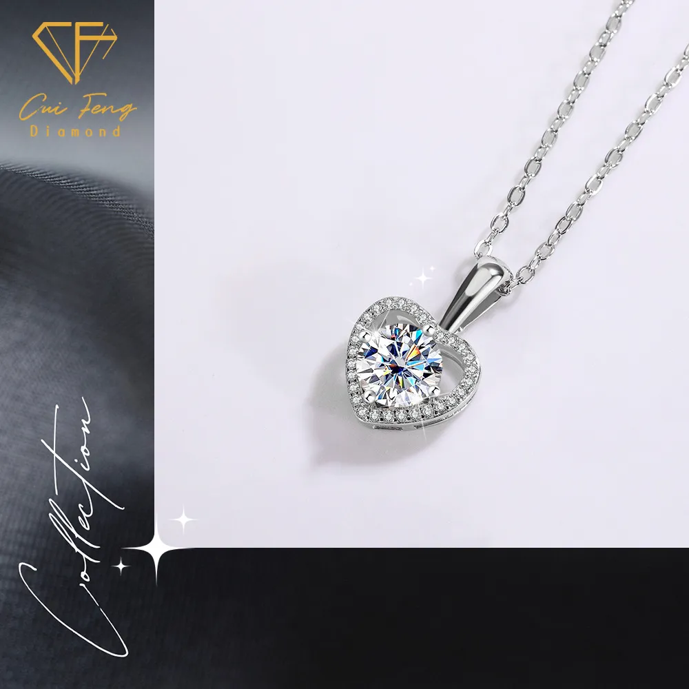 【CF Diamond】項鍊 莫桑鑽《永恆真心》(1克拉 618年中慶 鑽石 項鏈  生日禮物)