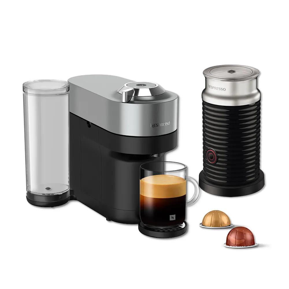 【Nespresso】Vertuo POP+膠囊咖啡機奶泡機組合_極致鈦 全自動咖啡機(瑞士頂級咖啡品牌)