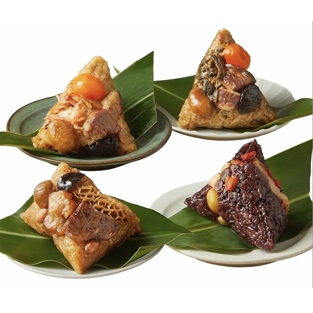 【晶華酒店】御選珍饌粽禮盒4入x3盒(櫻花蝦粽+梅干封肉粽+桂花珍珠粽+牛三寶粽/盒x3/端午節粽．賞星鮮嚴選)