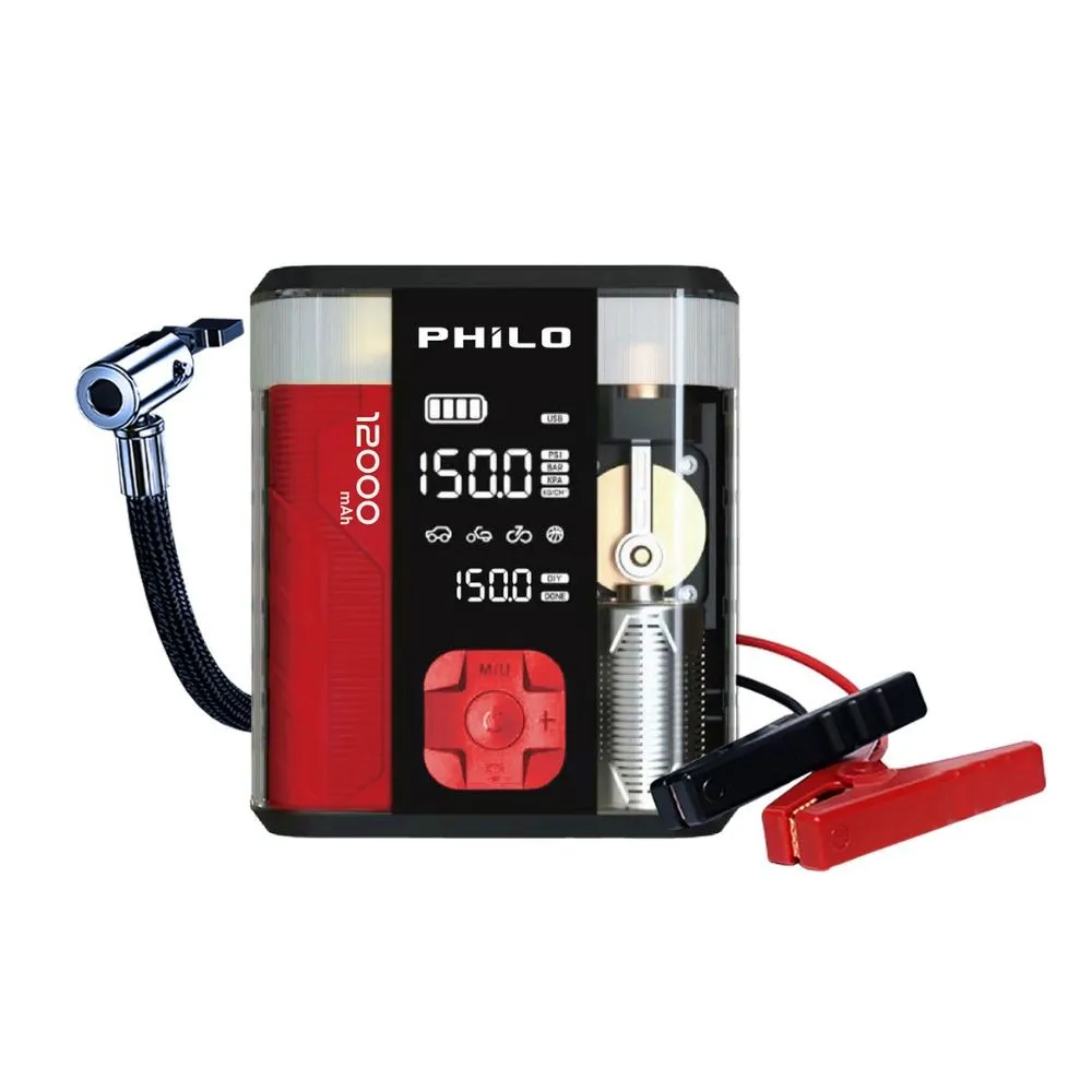 【Philo 飛樂】2入組 STP12PRO二代 12000Mah 救車啟動電源x自動打氣機 多功能機(救車電源/充電打氣機)