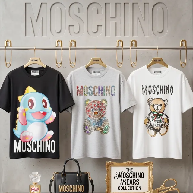 【MOSCHINO】彩繪泰迪熊 x 泡泡龍聯名 寬鬆版純棉短袖TEE T恤-多款 義大利精品