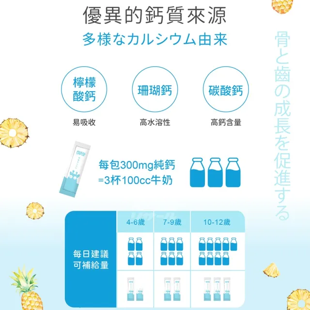 【小兒利撒爾】成長鈣鎂兒童配方-鳳梨 90包2盒共180包