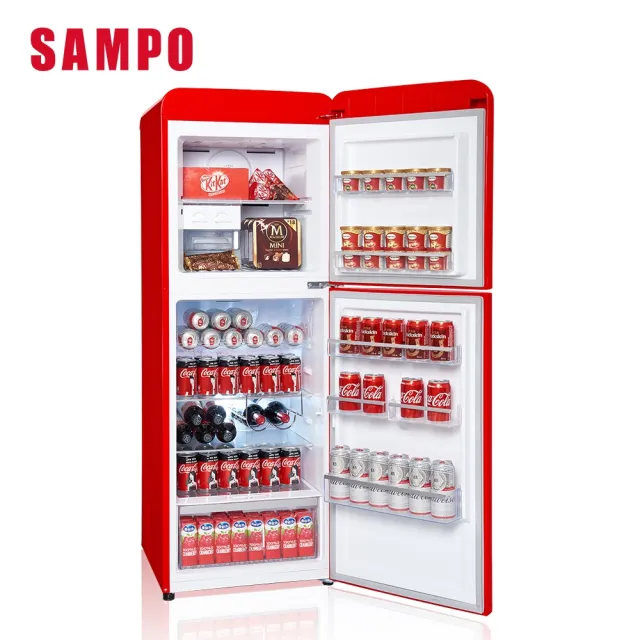 【SAMPO 聲寶】家電快配★210公升歐風復古美型一級變頻雙門冰箱(SR-C21D(R))