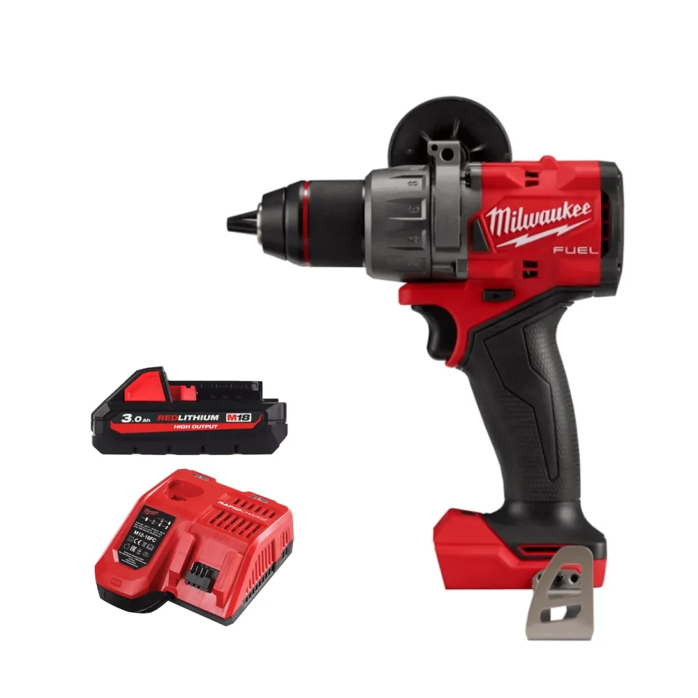【Milwaukee 美沃奇】18V無刷震動 電鑽 起子機(M18 FPD3主機+3.0鋰電池兩顆+充電器)