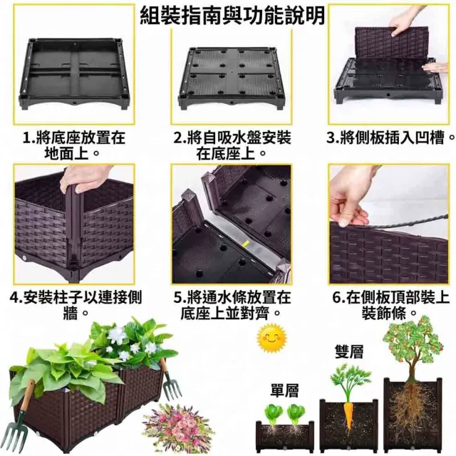 【poko】組合式二連加長蔬菜種植箱 長方形 陽台種菜盆 頂樓花槽 堆肥養殖箱 陸龜爬蟲飼養箱