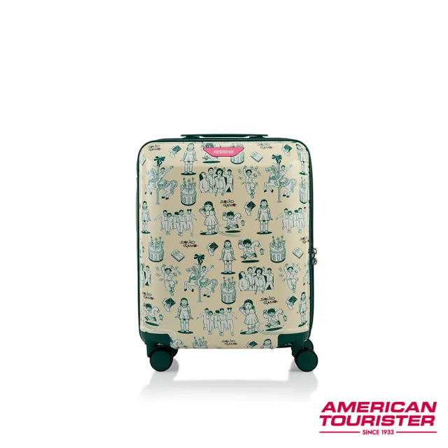 【AMERICAN TOURISTER 美國旅行者】SQUID GAME魷魚遊戲聯名18吋輕量PC+ABS防盜拉鍊行李箱/登機箱(兩款可選)